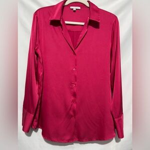 Maison D'Amelie Paris long-sleeve satin button-down blouse . Size Small